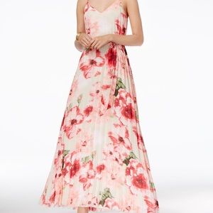 B Darlin Pleated Floral Maxi Dress